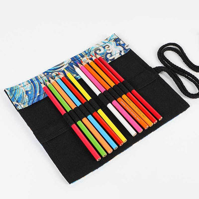 Fidtoy Canvas Roll-Up Pencil Case | Art and Stationery Organizer for Students & Artists
