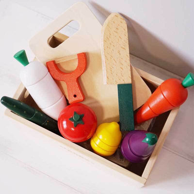 Fidtoy Wooden Pretend Food Play Set for Toddlers Kitchen Toys Fruit Cutting Toy Montessori Learning Toy for 1 2 3 Year Old Kids Home Play