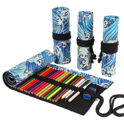 Fidtoy Canvas Roll-Up Pencil Case | Art and Stationery Organizer for Students & Artists