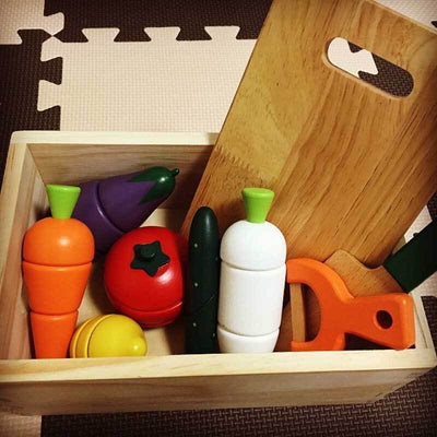 Fidtoy Wooden Pretend Food Play Set for Toddlers Kitchen Toys Fruit Cutting Toy Montessori Learning Toy for 1 2 3 Year Old Kids Home Play