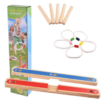 Fidtoy Wooden Ring Toss Game for Kids Outdoor Garden Toy, Family Quoits Game Set for Backyard Picnic Party, Hand Eye Coordination Learning Toy for Toddlers Age 3-8