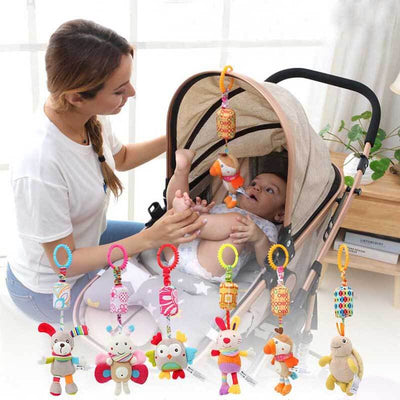 Fidtoy Plush Hanging Toy for Newborns and Toddlers | Baby Sensory Toy for Crib, Stroller, and Car Seat Play