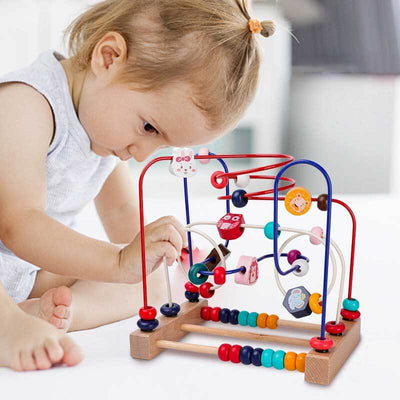 Fidtoy Hedgehog Bead Maze for Toddlers 1-4 – Wooden Threading Toy for Fine Motor Skills and Early Learning