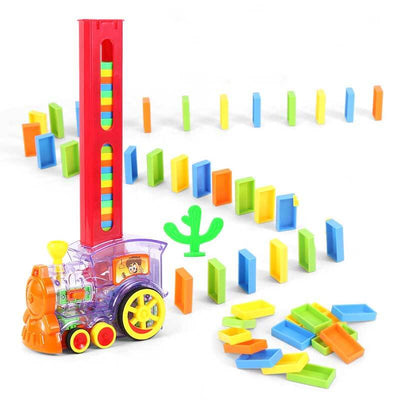 Fidtoy Automatic Domino Train Set for Kids 3-8 | Creative Domino Blocks for Home Play & Family Learning