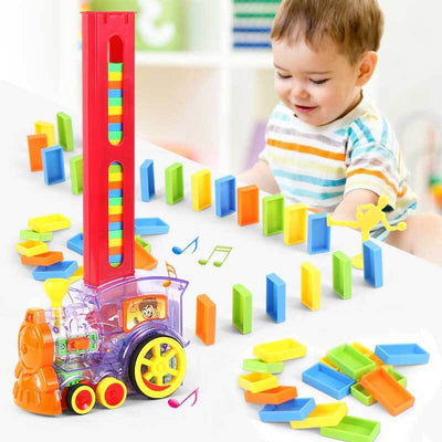Fidtoy Automatic Domino Train Set for Kids 3-8 | Creative Domino Blocks for Home Play & Family Learning
