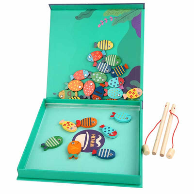 Fidtoy Wooden Magnetic Fishing Toy – 26 Letter Fish Montessori Learning Game