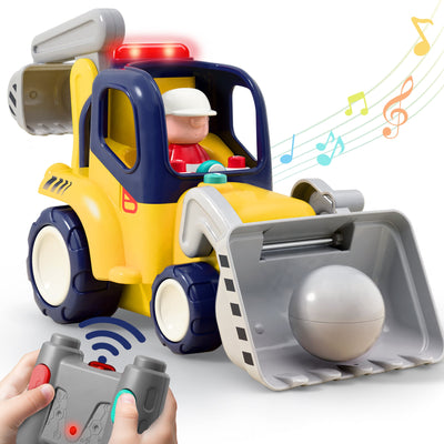 Camión de construcción teledirigido Fidtoy con luces y sonidos para niños pequeños