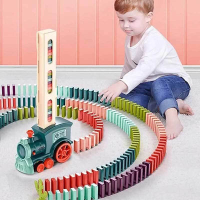 Fidtoy Automatic Domino Train Set for Kids 3-8 | Creative Domino Blocks for Home Play & Family Learning