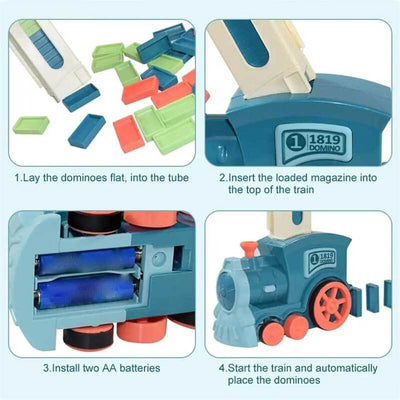 Fidtoy Automatic Domino Train Set for Kids 3-8 | Creative Domino Blocks for Home Play & Family Learning