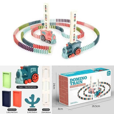 Fidtoy Automatic Domino Train Set for Kids 3-8 | Creative Domino Blocks for Home Play & Family Learning