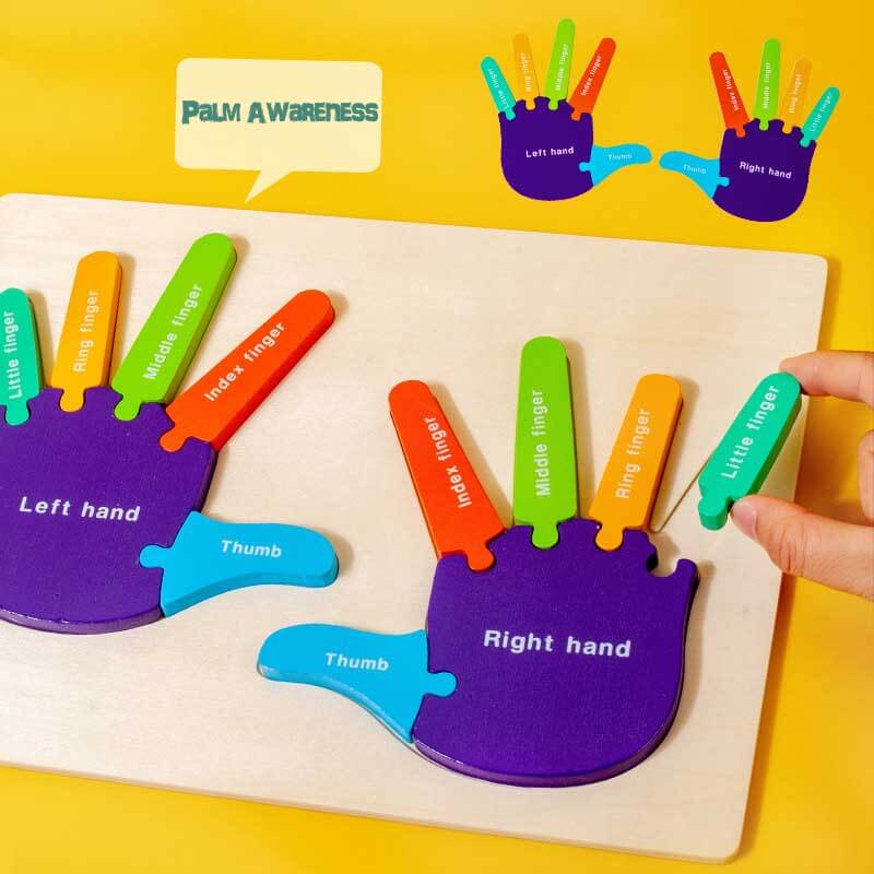 Fidtoy Montessori Hand Puzzle Toy for Toddlers Finger Learning Wooden Puzzle Early Learning Toy Fine Motor Skills Development for Kids Home Play