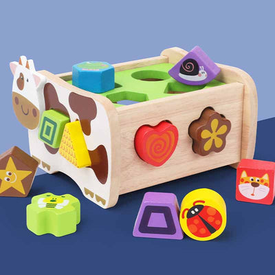 Fidtoy Voiture en bois à trier les formes, jouet Montessori pour les tout-petits