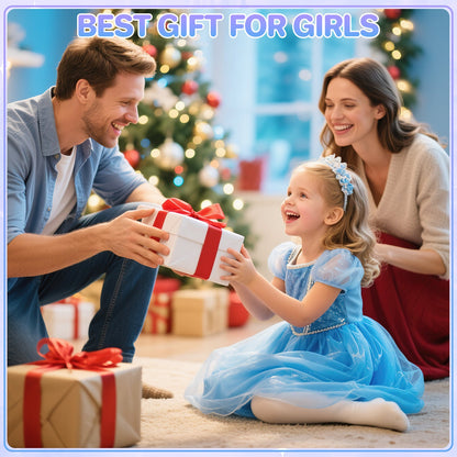 Girls Light Makeup Table Vanity Set with Mirror, Lights & Music, Pretend Play Hair & Makeup Toys with Accessories, Jewelry, Pretend Cosmetics Storage Toddler Princess Dressing Table Gift