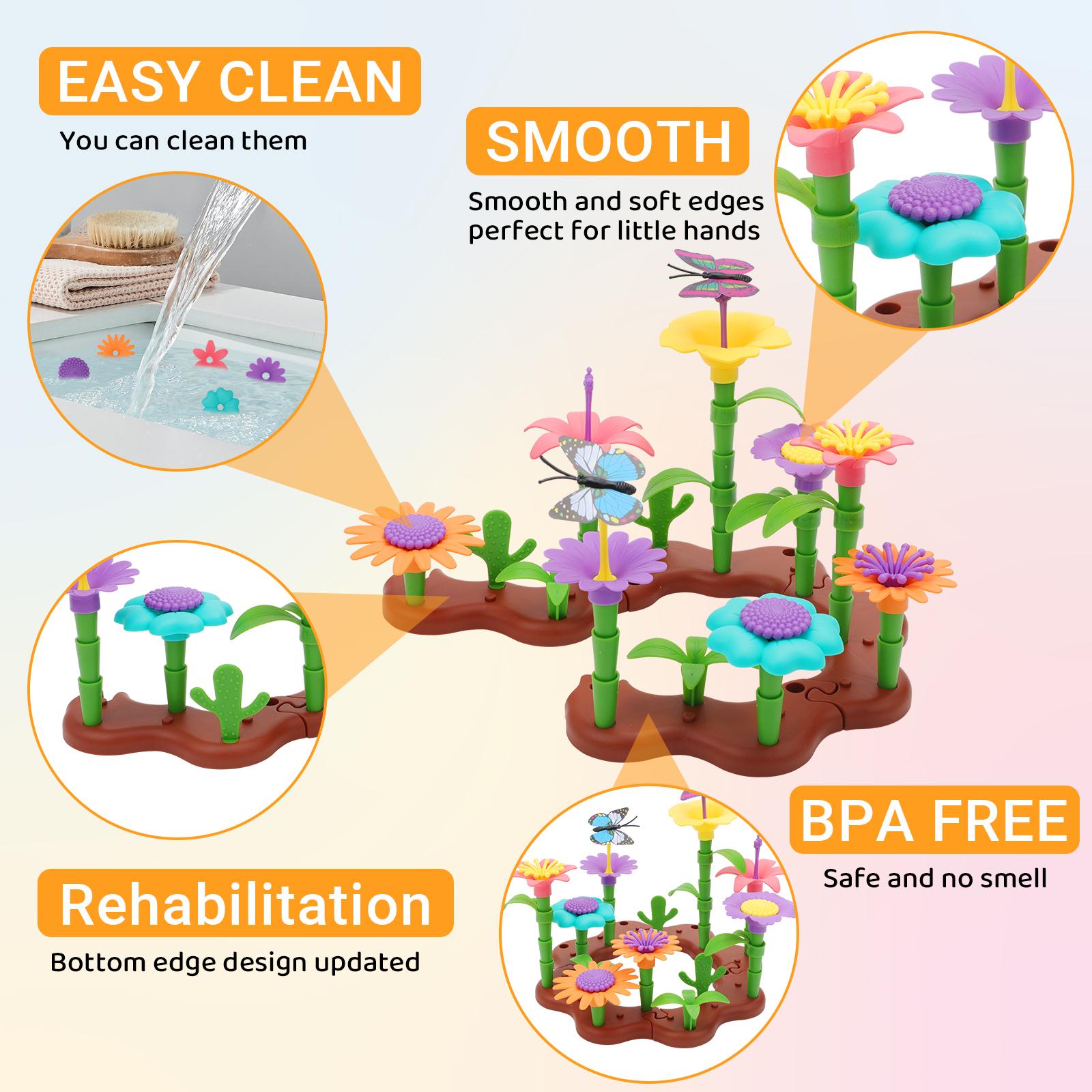 54 PCS DIY Flower Garden Toy Creative Building Planting Set for Girls Montessori-Inspired STEM Playset for Ages 3–6