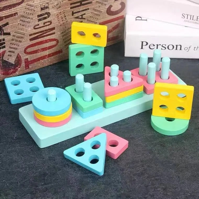 Wooden Four Columns Shape Sorting Kit - 738