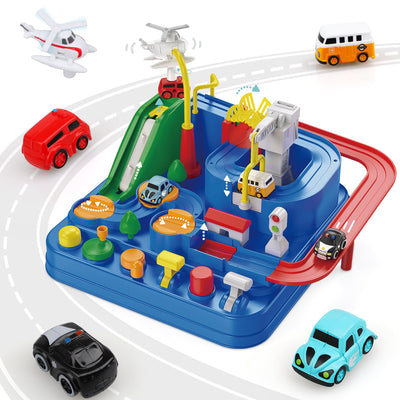 Fidtoy Car Adventure Track Set with 4 Mini Cars for Kids