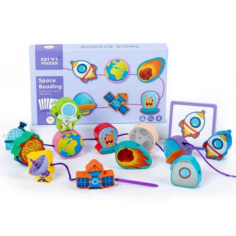Wooden String Space Beading with 12 Cards - 698