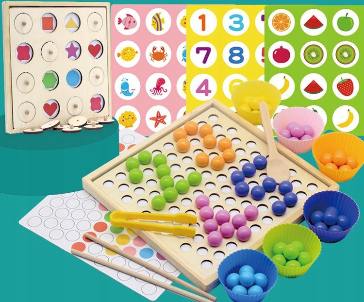 2 in 1 Montessori Beaded Memory Wooden Game - 180