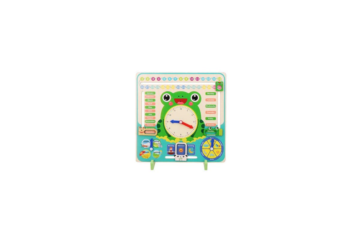 Wooden Learning Clock Calender Season Date & Weather Board