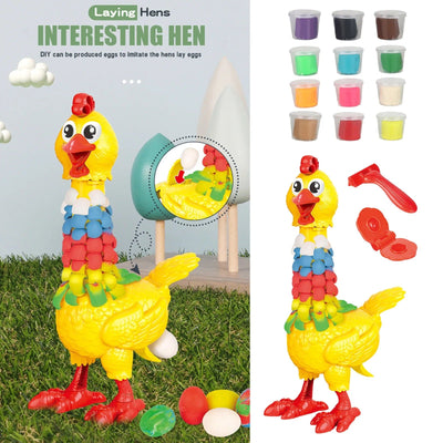 DIY Colorful Feathers Chicken Play Dough Laying Eggs - 286