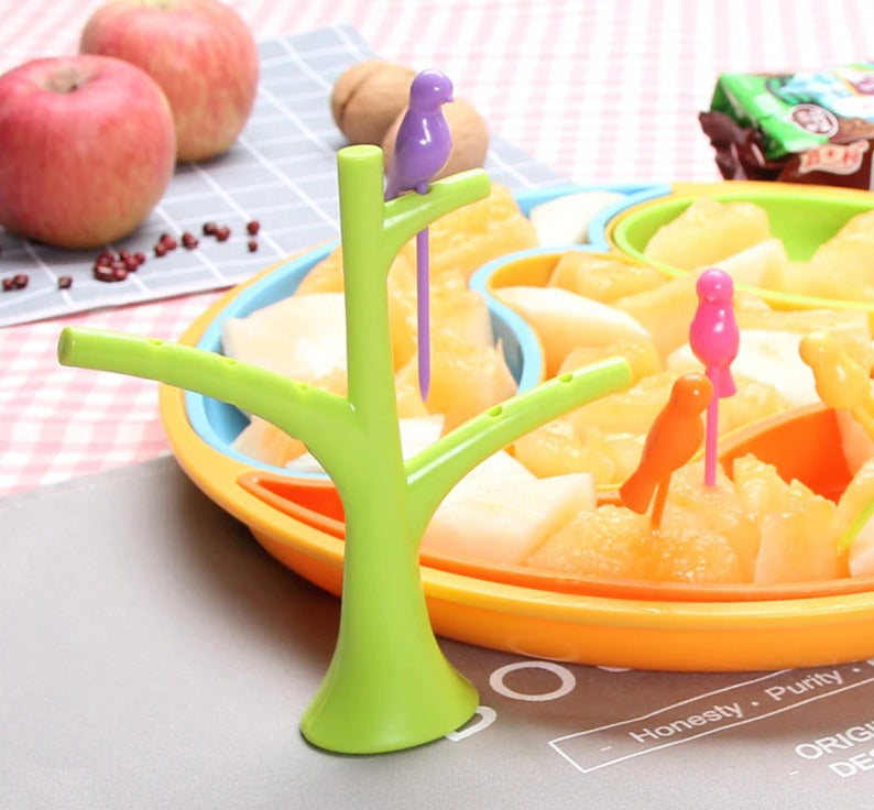 Birdie Fruit Fork with Tree Stand - 6 pieces