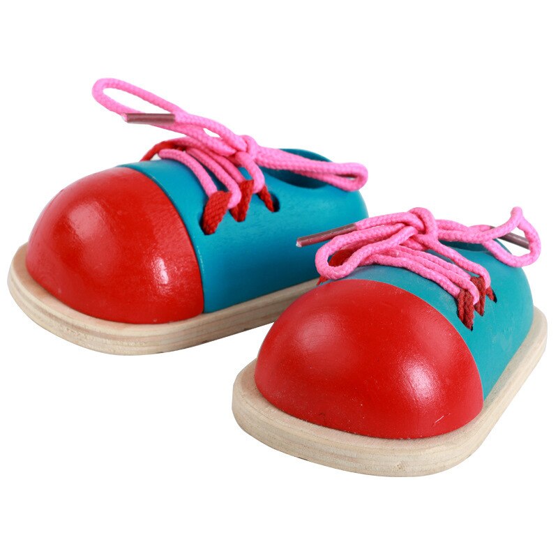Wooden  Shoe Lace Toy Practice Lacing