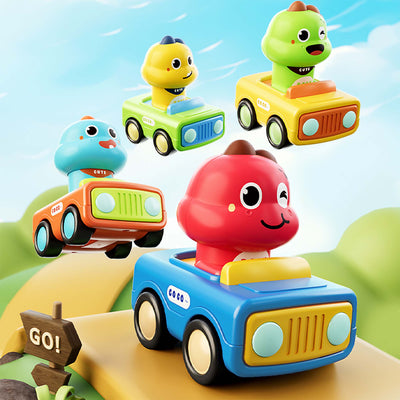 Fidtoy Press and Go Dinosaur Car Toy for Babies and Toddlers