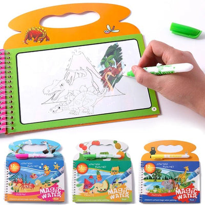 Fidtoy Magic Water Book - Animal Reusable Coloring Activity for Kids 3+