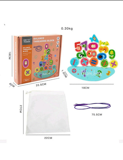 Fidtoy Ensemble de Blocs d'Équilibre et de Perles à Enfiler en Bois pour Enfants