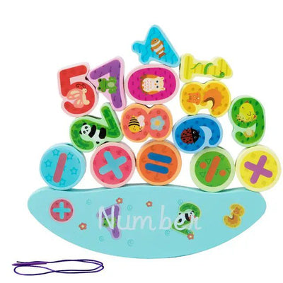 Fidtoy Ensemble de Blocs d'Équilibre et de Perles à Enfiler en Bois pour Enfants