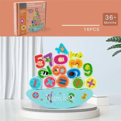 Fidtoy Ensemble de Blocs d'Équilibre et de Perles à Enfiler en Bois pour Enfants
