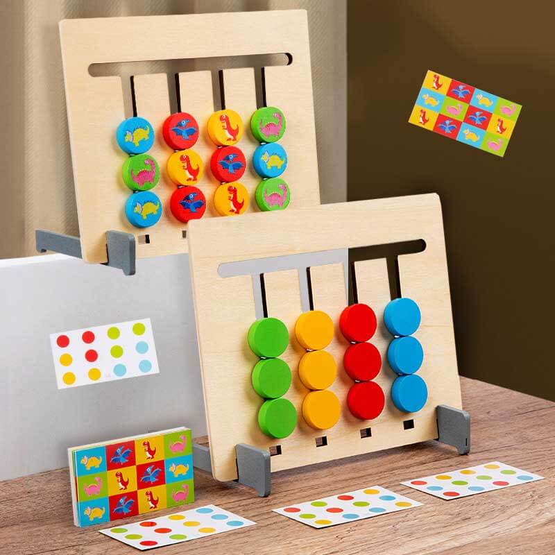Fidtoy Planche de puzzle en bois double face pour les tout-petits | Jouet éducatif Montessori de logique et d'association de couleurs