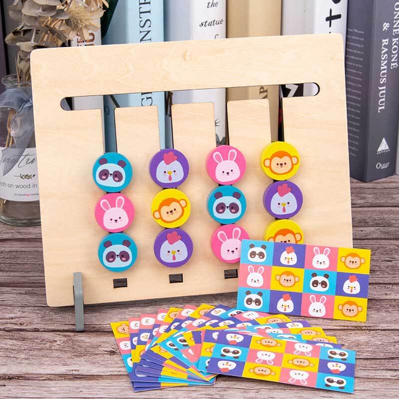 Fidtoy Planche de puzzle en bois double face pour les tout-petits | Jouet éducatif Montessori de logique et d'association de couleurs