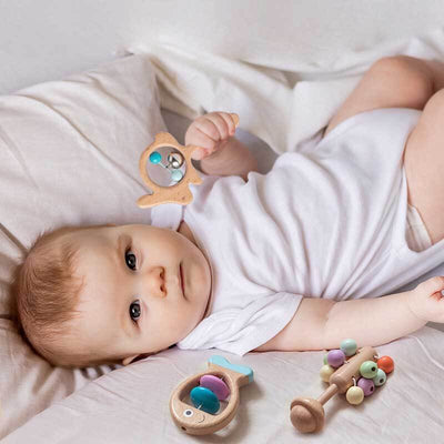 Fidtoy Toddler Sensory Rattles Gift Set | Fish, Rolling, Stay-Put & Dog Rattles for Baby Development