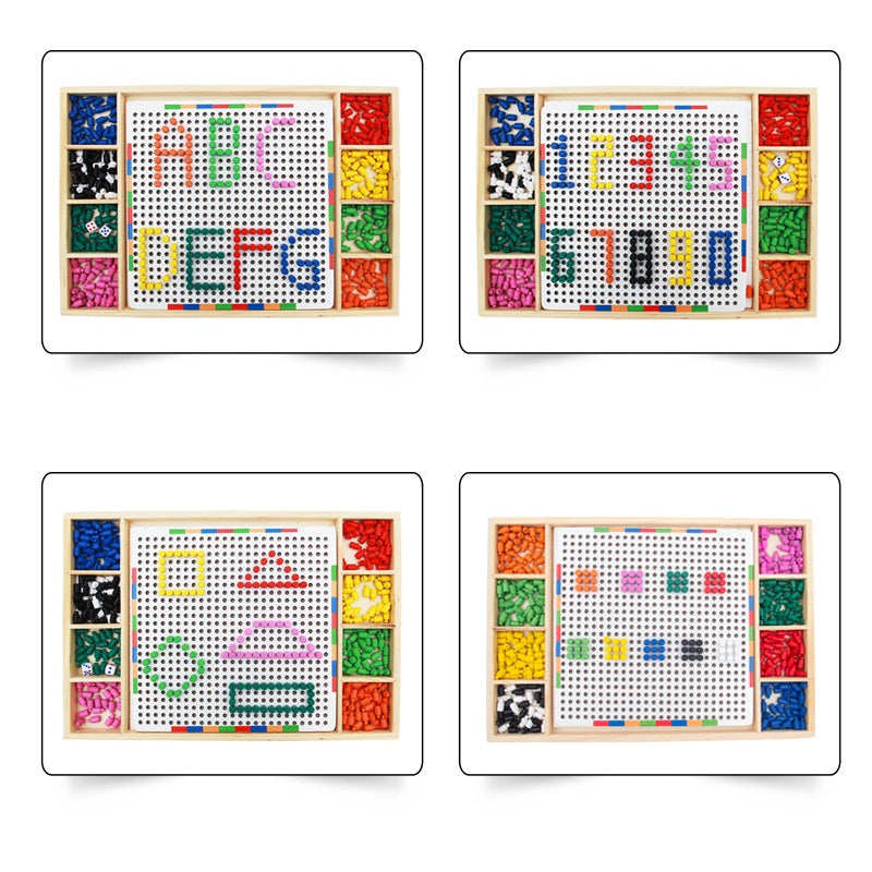 Large Wooden Mosaic Beads Pegs Board