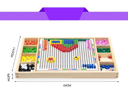 Large Wooden Mosaic Beads Pegs Board