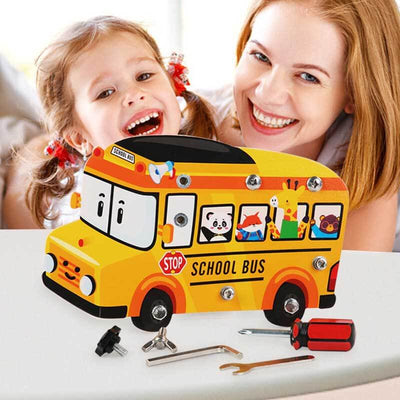 Fidtoy Bus à outils en bois, jouet de construction éducatif pour enfants