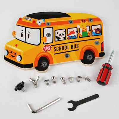 Fidtoy Bus à outils en bois, jouet de construction éducatif pour enfants