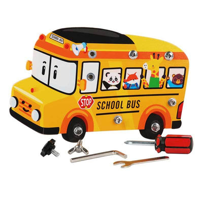 Fidtoy Bus à outils en bois, jouet de construction éducatif pour enfants
