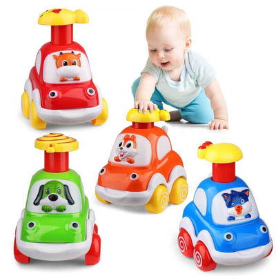 Fidtoy Press-to-Go Animal Car Toy Set for Toddlers 2+ | Motor Skill & Color Learning