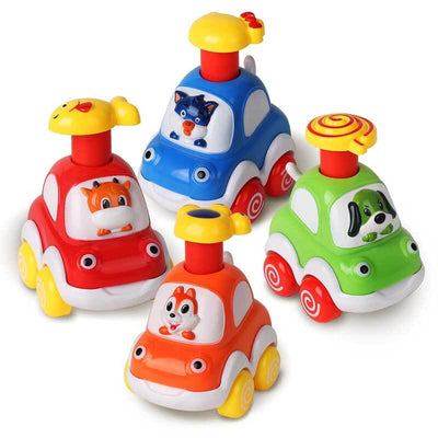 Fidtoy Press-to-Go Animal Car Toy Set for Toddlers 2+ | Motor Skill & Color Learning