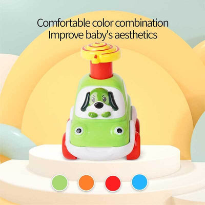 Fidtoy Press-to-Go Animal Car Toy Set for Toddlers 2+ | Motor Skill & Color Learning