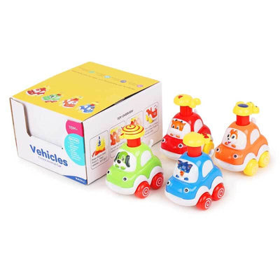 Fidtoy Press-to-Go Animal Car Toy Set for Toddlers 2+ | Motor Skill & Color Learning