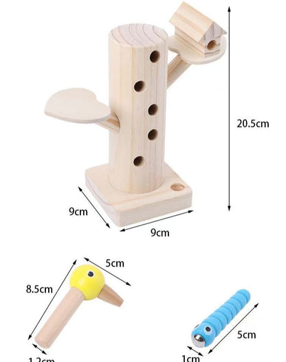 Wooden Tree and Catch Worms Game-Fine motor skills toys