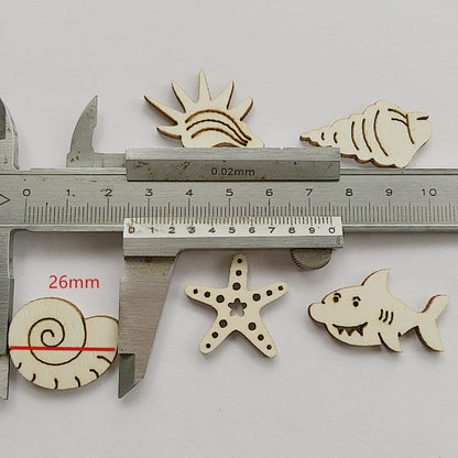 50-100 Pieces Wooden Animal Flower Shape Pieces Art Craft Chips Toys Natural Nature DIY Loose Parts