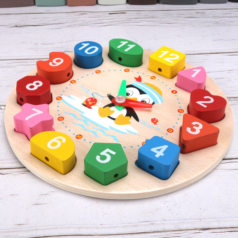 Shape Color Sorting Clock Eco-friendly Wooden Montessori Toy