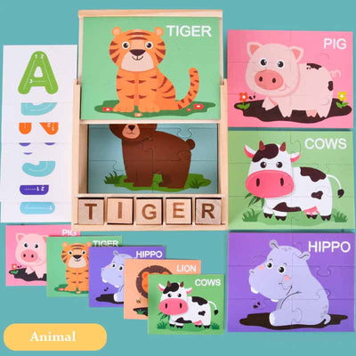 Fidtoy Wooden Alphabet Spelling Game Montessori Educational Toy for Preschoolers and Toddlers