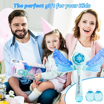 Magical Princess Bubble Wand with Wings Automatic Bubble Machine for Kids with Music Lights Indoor Outdoor Garden Adorable Toy for Kids