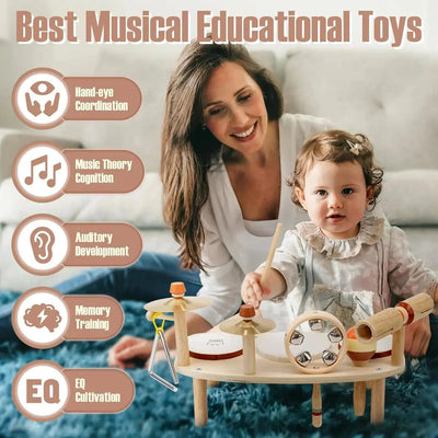 Rhythm Station – Table Musicale et Set de Tambours en Bois 11-en-1