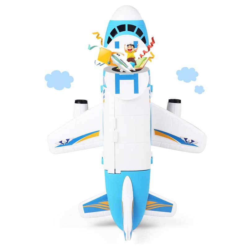Fidtoy Cargo Airplane Transport Toy Set with Cars Helicopter
